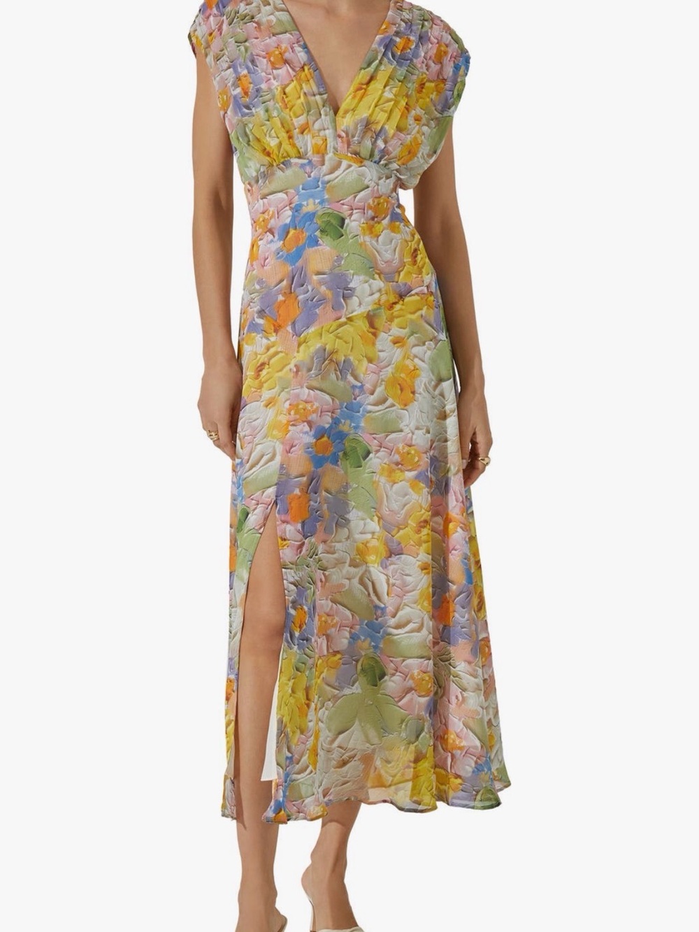 Astr Pastel Floral Maxi Dress in Yellow, Blue, Pink